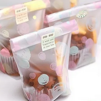 100 adet / grup 12 * 20cm Saydam noktalar Plastik çerez ambalaj poşetleri cupcake sarıcı kendinden yapışkanlı hediye keseleri