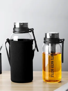 2L Cam Su Şişesi ile Kayış Led Akıllı Sıcaklık Göstergesi Taşınabilir çay bardağı Su Şişesi Açık Spor Seyahat Su Şişeleri