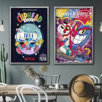 cuphead video oyunu Dekoratif Tuval Posterler Odası Bar Cafe Dekor Hediye Baskı Sanat Duvar Resimleri