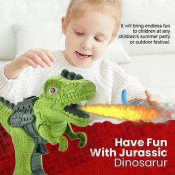 Dinozor şekli ses yangın püskürtme tabancası ses ışık yaz açık dezenfeksiyon güvenli silah çocuk oyuncak taşınabilir çocuk güvenliği için F8E7
