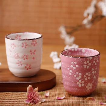 Japon Kiraz Çiçeği seramik fincan Güzel Çay Kahve Fincanı Ev Taşınabilir Porselen çözünebilir kahve Kupalar espresso bardakları Çay Çifti