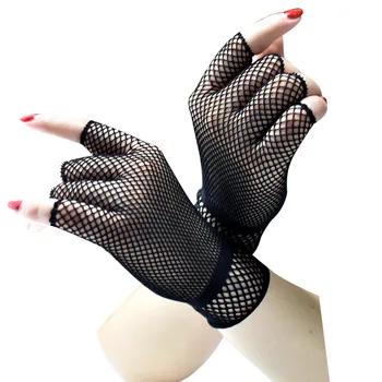 Kadın Seksi Yarım parmak streç kısa balık ağı Kısa dantel Eldiven Y2K Serin Tema parti Eldiven