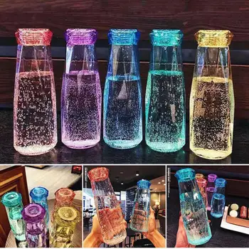 Kristal Cam kapaklı bardak Cam Su Şişesi Yaratıcı Eşkenar Dörtgen Cam Bardak Göz Kamaştırıcı Elmas Cam Hediye Bardak çiftler kupalar Drinkware