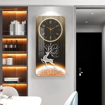 Modern ışık lüks dekorasyon duvar saati oturma odası moda yeni stil sundurma dekorasyon boyama duvar sessiz saat