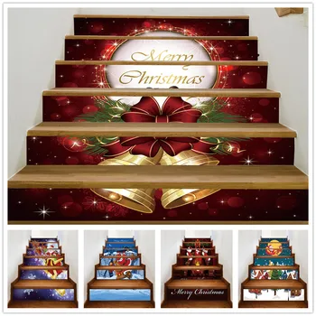 Noel Çan Merdiven Çıkartmalar Çıkartmaları Vinil Merdiven Duvar Kağıdı Ev Dekor DIY Kendinden Yapışkanlı Noel Baba Merdiven Duvar Posterleri