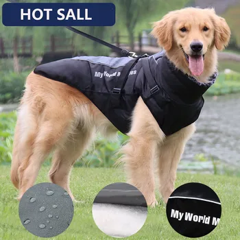 Su geçirmez Büyük Köpek Sıcak Giysiler Orta Büyük Pet Hound Kış Kalın Ceket Ceket Yansıtıcı Yağmurluk Giyim Koşum XL-6XL