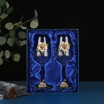 Yaratıcı Emaye cam şarap kadehi kupa benzersiz şampanya flüt kadehler Kristal Parti Hediye Kızartma Cam Kadeh Kristal Yıldönümü